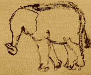 Skitse af en gående elefant