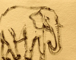 Skitse af en vild elefant