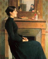 Portræt af en kvinde, maleri af Santiago Rusinol y Prats