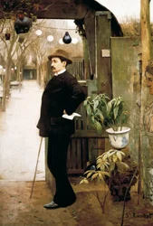 "Portræt af maleren Miguel Utrillo (1862-1934) under hans ophold i Paris" Maleri af Santiago Rusinol y (i) Prats (1861-1931) 1891