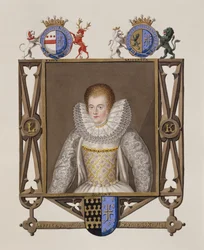 Portræt af Lettice Knollys (ca. 1541-1634), datter af Sir Francis Knollys, fra „Memoirs of the Court of Queen Elizabeth“, udgivet i 1825