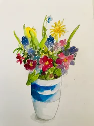Forårsblomster, 2020, (akvarel)