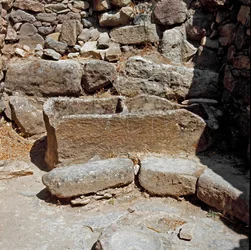 Nuragisk kultur (nuraghi) Sardinsk: ruinerne af den nuragiske by på megalitstedet Su Nuraxi: en af boligerne. 1100-1050 f.Kr. Barumini Sardinien Italien