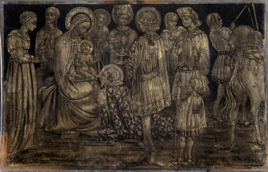 Tilbedelse af Magi-maleriet af Sassetta (1392-1450) Dim 29x46 cm Museum for dekorativ kunst og mode Marseille