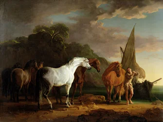 Gulliver tager sin sidste afsked med Houyhnhnms-landet, c.1769