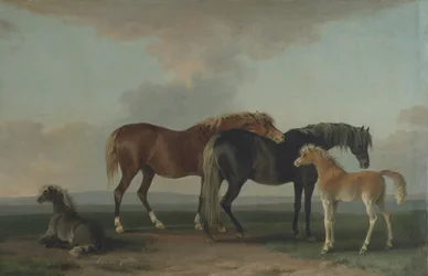 Hopper og føl (olie på lærred)