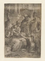 Maria med barn, den unge Johannes Døberen og helgener