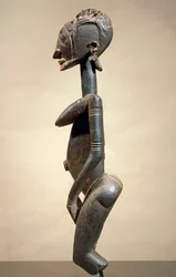 Træ- og metalskulptur, af Master of slanting eyes, højde 59 cm, Dogon stammekunst Mali