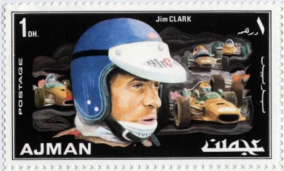 Emirates Arab Units stempel, der repræsenterer den skotske bilist Jim Clark (1936-1968)