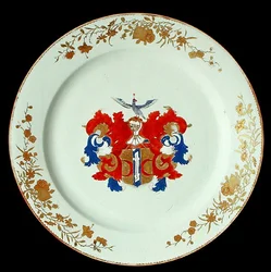 En kinesisk Imari porcelænsoplader med våben fra Valckenier af Amsterdam, ca. 1750 (porcelæn)