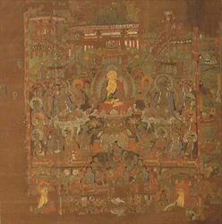 Ch.1.iii.02 Paradise of Bhaisajyaguru, 8.-9. århundrede, Tunhuang (stofmaling på silke)