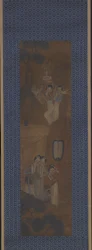 Fem kvinder i procession (blæk og farve på silke)