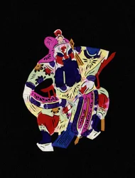 Mandlig karakter fra Pekin-operaen. Bemalet papirklip eller "Jian Zhi", kinesisk folkekunst, Pekin.