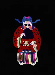 Mandlig figur fra kejserriget. Bemalet papirklip eller "Jian Zhi", kinesisk folkekunst, Pekin.