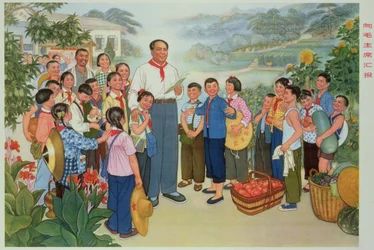 "Rapporter vores høst til formand Mao", propagandaplakat fra den kinesiske kulturrevolution