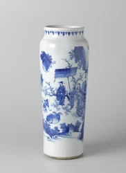 Rollwagen med figurer i et sammenhængende landskab, ca. 1635-50 (malet porcelæn)