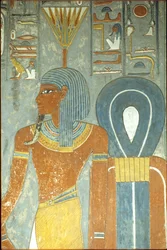 Det gamle Egypten, Maleri, Horemhebs grav, Theben 18. dynasti, Guden Nefertum og Isis