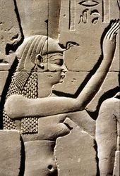 Det gamle Egypten, Vægskulptur, gudinden Isis, Horus-templet, Edfu, 237-57 f.Kr (foto)
