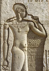 Det gamle Egypten, Vægmaleri/skulptur, Ihy, søn af Amun og Mut, Hathor-templet, Dendera (foto)