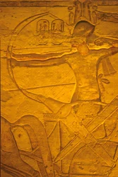 Det gamle Egypten, vægmaleri/skulptur, Ramses II i sin vogn ved slaget ved Kadesh, Ramses II