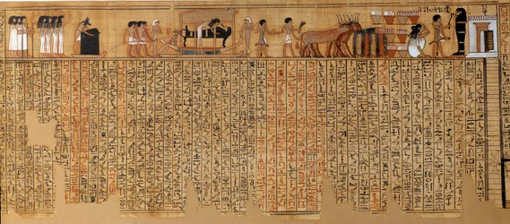 Egyptian Antiquit: Book of the Dead, Papyrus of Nebqed. Omkring 1400-1350 f.Kr. 18. dynasti. Fra Theben. Søn 6,3 m Paris, Musée du Louvre