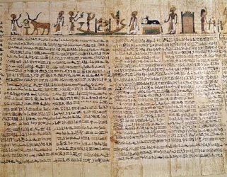 Egyptisk oldtid: papyrus fra Dødebogen. Senperiode. Louvre-museet, Paris