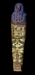 Egyptisk antikvitet: omslag af sarkofag af Jedkhonsouioufankh (Djedkhonsouiouefankh), omkring 750 f.Kr., Louvre Museum - Egyptisk oldtid: sarkofaglåg af Djedkhonsouioufankh (Djedkhonsouioufankh), omkring 750 f.Kr., Louvre Museum