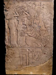 Egyptisk antikvitet: memphitgrav fra Horemheb til Saqqarah (Sakkarah eller Saqqara), relief: grædende ved Horemhebs begravelse. 18. dynasti (ca. 1550-1295 f.Kr.)