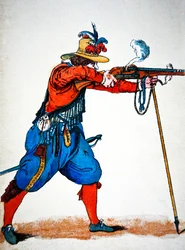 En musketer (farve litho)