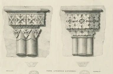 Interiør af Lichfield Cathedral - Udskåret løv: litografi og [? 1800-tallet] (tryk)
