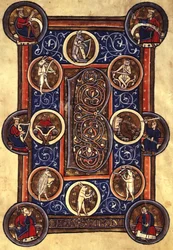 Lansdowne 420 fol.12v Salme I med beboet initial 