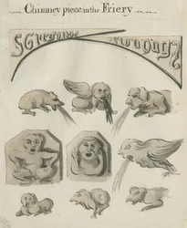 Lichfield - Chimney Piece in the Friary: pen og vask tegning, nd [?sent 18. århundrede] (tegning)