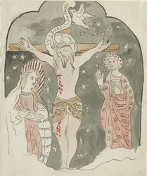 Lichfield - Representation of the Crucifixion (Greyfriars): akvarelmaleri og [?slut 18. århundrede] (maleri)