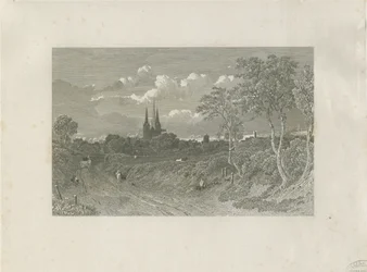 Lichfield Cathedral - West View (fjern): gravering og [?1700-tallet] (tryk)