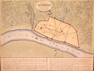 Kort over London i Saxon Times, ca. 900-950 e.Kr. (gravering)