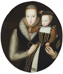 Portræt af Lady Catherine Grey og hendes søn, Edward (olie på lærred)
