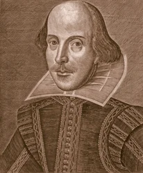 Portræt af William Shakespeare, indgraveret af Martin Droeshout (c.1560-c.1642)