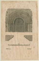 Tutbury Priory Church - West Doorway: træsnitsgravering, nd [?begyndelsen af det 19. århundrede] (tryk)