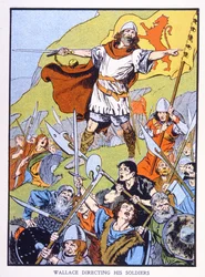 William Wallace dirigerer sine soldater (farve litho)