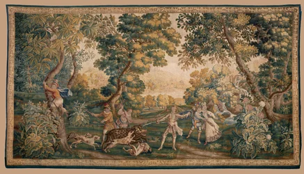 Jagtscene, Origin Oudenaarde (tapet)