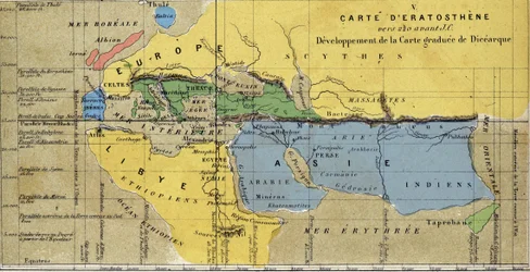 Kort af Eratosthenes, græsk astronom og geograf fra det 3. århundrede f.Kr. 220 f.Kr.