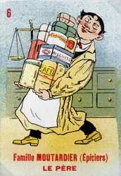 Game of the Seven Families: Faderen til Mustard Family (Grocers). Jouier Card Museum, Issy-les-Moulineaux.