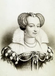 Portræt af Margrete af Valois, kendt som dronning Margot (1553-1615), dronning af Navarra, Henrik 4.s første hustru.