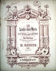 12 Lieder uden ord akkompagneret på klaver, af Felix Mendelssohn (litho)