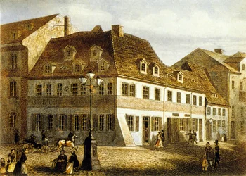 Fødested for komponisten Robert Schumann i Zwickau, Sachsen (farvestik)