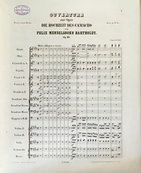 Partitur til „Die Hochzeit des Camacho“ af Felix Mendelssohn