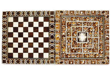 Sydtysk intarsia-spilæske, fra Augsburg eller Nürnberg, slutningen af det 16.-begyndelsen af det 17. århundrede (ibenholt, elfenben, perlemor, valnød og frugttræ)