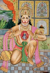 Lord Hanuman Miniaturemaleri på papir