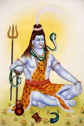 Lord Shiva Shanker Miniaturemaleri på papir
