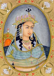 Miniaturemaleri af Mughul-dronningen Mehrunissa Indien Asien